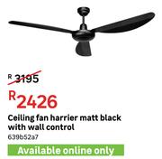 Ceiling Fan Harrier Matt Black With Wall Control 639B52A7