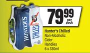 Hunter's Chilled Non-Alcoholic Cider Handies-6 x 330ml Per Pack