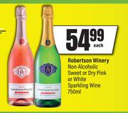 Robertson Winery Non-Alcoholic Sweet Or Dry Pink Or White Sparkling Wine-750ml Each