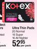 Kotex Ultra Thin Pads 20 Normal, 16 Super, 16 All Nighter-Per Pack