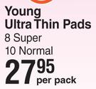 Kotex Young Ultra Thin Pads 8 Super, 10 Normal-Per Pack   