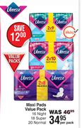 Libresse Maxi Pads Value Pack 16 Night, 18 Super, 20 Normal-Per Pack