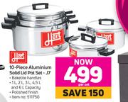 Hart 10-Piece Aluminium Solid Lid Pot Set-J7- Per Set