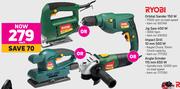 Ryobi Orbital Sander 150W Or Jig Saw 400W Or Impact Drill 10mm 500W Or Angle Grinder 115 mm 650W- Ea