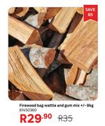 Firewood Bag Wattle & Gum Mix +/- 8Kg 81450360