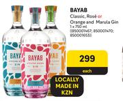 Bayab Classic, Rose Or Orange & Marula Gin-750ml Each