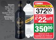 Grant's Triple Wood 12 Year Old Blended Scotch Whisky 750ml & Schweppes Soda Water 2L-Per Combo