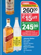 Johnnie Walker Red Label Blended Scotch Whisky 750ml & Fitch & Leedes Tonic 1L-Per Combo