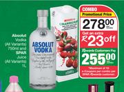 Absolut Vodka 750ml & Spar Juice 1L-Per Combo