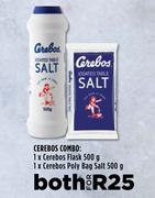 Cerebos Combo Of 1 x Cerebos Flask 500g And  1 x Cerebos Poly Bag Salt 500g-For Both