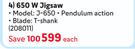 Ryobi 650W Jigsaw 208011