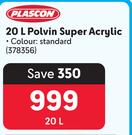 Plascon Polvin Super Acrylic 378356-20Ltr 