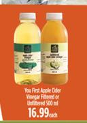 You First Apple Cider Vinegar (Filtered Or Unfiltered)-500ml Each