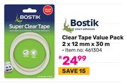 Bostik Clear Tape Value Pack 2 x 12mm x 30m 461304