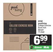 Spar Good Living College Exercise Book Irish Margin 72 Page