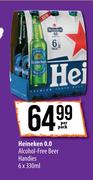 Heineken 0.0 Alcohol Free Beer Handies-6 x 330ml Per Pack