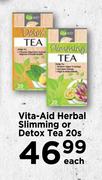Vita-Aid Herbal Slimming Or Detox Tea-20's Pack Each