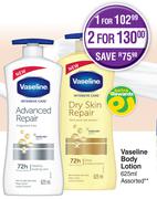 Vaseline Body Lotion Assorted-For 2 x 625ml