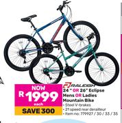 Raleigh 24" Or 26" Eclipse Mens Or Ladies Mountain Bike-Each