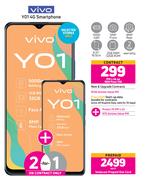 2 x Vivo Y01 4G Smartphone-On Red Flexi 130 + On Promo 70