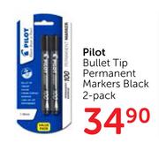 Pilot Bullet Tip Permanent Markers Black 2 Pack