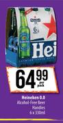 Heineken 0.0 Alcohol Free Beer Handies-6 x 330ml Per Pack