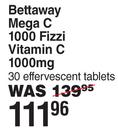 Bettaway Mega C 1000 Fizzi Vitamin C 1000mg 30 Effervescent Tablets