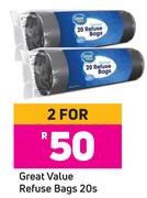 Great Value Refuse Bags-For 2 x 20s