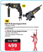 CAT 600W 13mm Impact Drill DX175 Or 750W 115mm Angle Grinder DX371-Each