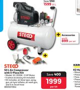 Steco 50L Air Compressor With 5 Piece Kit SC-2055K-Per Kit