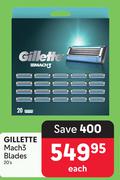 Gillette Mach3 Blades-20's Each