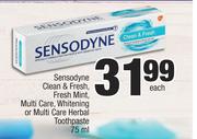 Sensodyne Clean & Fresh, Fresh Mint, Multi Care, Whitening Or Multi Care Herbal Toothpaste-75ml Each