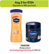 Vaseline Body Lotion (Excluding Argan & Clinical)-For Any 2 x 400ml