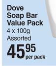 Dove Soap Bar Value Pack-4 x 100g Assorted