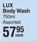 Lux Body Wash-750ml Assorted Each