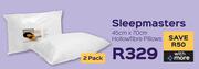 Sleepmasters 45cm x 70cm 2 Pack Hollowfibre Pillows-Per 2 Pack