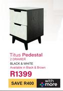 Titus Pedestal 2 Drawer (Black & White)