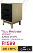 Titus Pedestal 3 Drawer (Black & Brown)