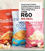 Food Lover's Prawn Cocktail,Rashers,Macon Salt & Vinegar Or Steak & Onion Rings-For 3 x 100g