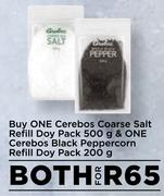 Cerebos Coarse Salt Refill Doy pack 500g & Cerebos Black Peppercorn Refill Doy Pack 200g-For Both