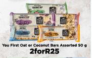 You First Oat Or Coconut Bars Assorted-For 2 x 50g