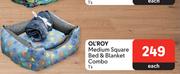 Ol'Roy Medium Square Bed & Blanket Combo-1's Each