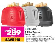Logik 2 Slice Toaster Assorted-Each