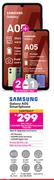 2 x Samsung Galaxy A05 Smartphone-On 1.3GB Red Top Up Core More Data + Flexi 80