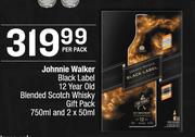 Johnnie Walker Black Label 12 year Old Blended Scotch Whisky Gift Pack-750ml & 2 x 50ml Per Pack