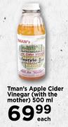 Tman's Apple Cider Vinegar(With The Mother)-500ml Each