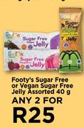 Footy's Sugar Free Or Vegan Sugar Free Jelly Assorted-For Any 2 x 40g