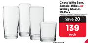Cnova Willy Beer, Zombie, Hiball Or Whisky Glasses 10 Pack-Each