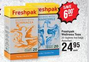 Freshpak Wellness Teas Assorted-20 Tagless Tea Bags Each