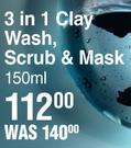 Garnier Pure Active 3 In 1 Clay Wash, Scrub & Mask-150ml